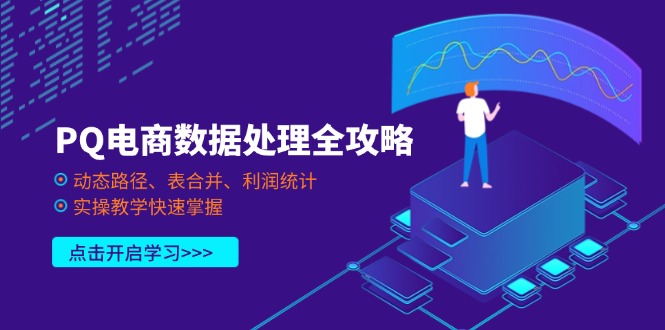 PQ电商数据处理全攻略，动态路径、表合并、利润统计，实操教学快速掌握网创-网赚-电商-tk-出海-AI-抖音-快手-小红书-视频号-玩法-创业-小程序-公众号-私域-s粉网创智库