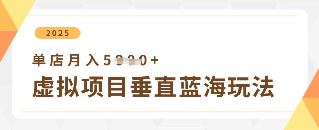 虚拟项目垂直玩法，实现单店月入5k+网创-网赚-电商-tk-出海-AI-抖音-快手-小红书-视频号-玩法-创业-小程序-公众号-私域-s粉网创智库