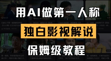 用AI做第一人称独白影视解说，手把手教学，保姆级教程网创-网赚-电商-tk-出海-AI-抖音-快手-小红书-视频号-玩法-创业-小程序-公众号-私域-s粉网创智库