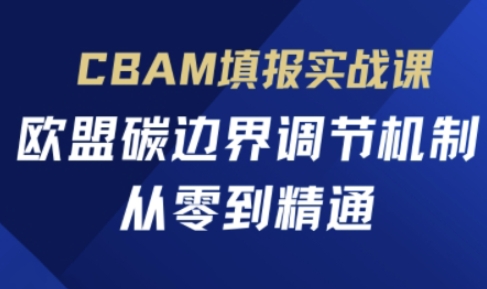 CBAM填报实战课，欧盟碳边界调节机制，从零到精通网创-网赚-电商-tk-出海-AI-抖音-快手-小红书-视频号-玩法-创业-小程序-公众号-私域-s粉网创智库