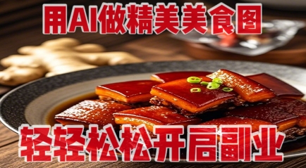 用AI做精美美食图，无需专业设备拍摄，轻轻松松开启副业网创-网赚-电商-tk-出海-AI-抖音-快手-小红书-视频号-玩法-创业-小程序-公众号-私域-s粉网创智库