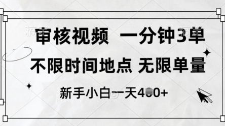 审核视频，10秒一单，不限时间，不限单量，新人小白一天4张+【揭秘】网创-网赚-电商-tk-出海-AI-抖音-快手-小红书-视频号-玩法-创业-小程序-公众号-私域-s粉网创智库