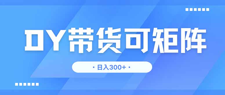 DY带货，日入300＋矩阵无上限网创-网赚-电商-tk-出海-AI-抖音-快手-小红书-视频号-玩法-创业-小程序-公众号-私域-s粉网创智库