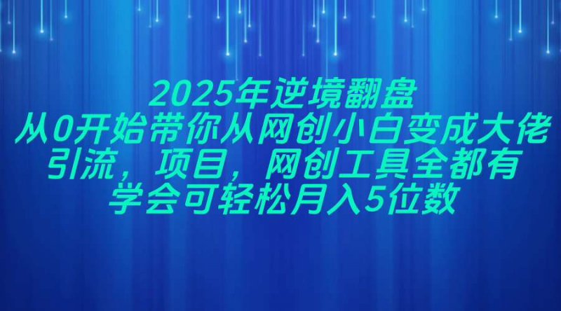 2025年逆境翻盘，从0开始带你从网创小白变成大佬，引流，项目，网创工…网创-网赚-电商-tk-出海-AI-抖音-快手-小红书-视频号-玩法-创业-小程序-公众号-私域-s粉网创智库