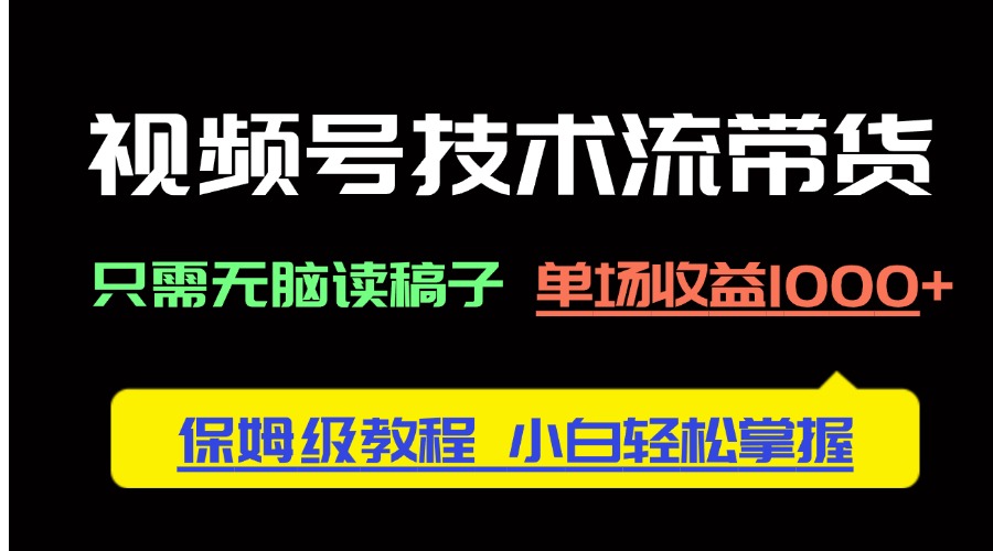 视频号技术流带货，只需无脑读稿子，单场收益1000+ 保姆级教程，小白轻… - 网创智库网创-网赚-电商-tk-出海-AI-抖音-快手-小红书-视频号-玩法-创业-小程序-公众号-私域-s粉网创智库