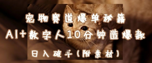 宠物赛道爆单秘籍：AI+数字人10分钟造爆款，日入1k网创-网赚-电商-tk-出海-AI-抖音-快手-小红书-视频号-玩法-创业-小程序-公众号-私域-s粉网创智库