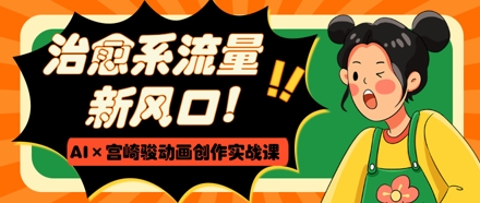 治愈系流量新风口，AI+宫崎骏动画创作实战课，从0到1打造爆款视频网创-网赚-电商-tk-出海-AI-抖音-快手-小红书-视频号-玩法-创业-小程序-公众号-私域-s粉网创智库