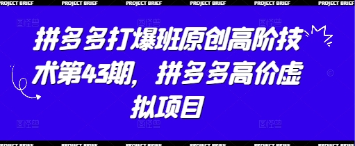 拼多多打爆班原创高阶技术第43期，拼多多高价虚拟项目网创-网赚-电商-tk-出海-AI-抖音-快手-小红书-视频号-玩法-创业-小程序-公众号-私域-s粉网创智库