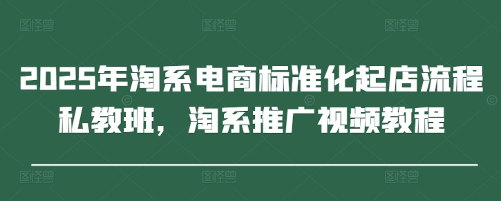 2025年淘系电商标准化起店流程私教班，淘系推广视频教程网创-网赚-电商-tk-出海-AI-抖音-快手-小红书-视频号-玩法-创业-小程序-公众号-私域-s粉网创智库