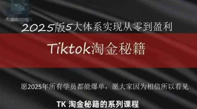 TikTok跨境2025淘金秘籍，​2025TikTok从0到盈利变现网创-网赚-电商-tk-出海-AI-抖音-快手-小红书-视频号-玩法-创业-小程序-公众号-私域-s粉网创智库