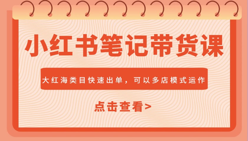 小红书笔记带货课,大红海类目快速出单,市场大,可以多店模式运作(更新) - 网创智库网创-网赚-电商-tk-出海-AI-抖音-快手-小红书-视频号-玩法-创业-小程序-公众号-私域-s粉网创智库
