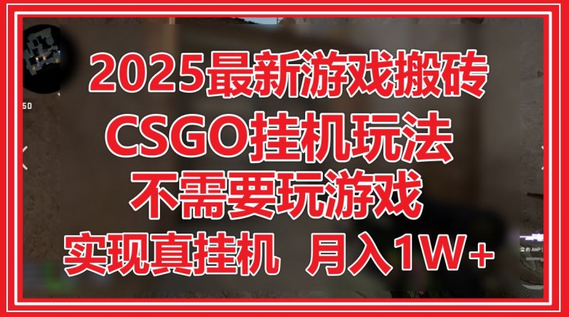 2025最新游戏搬砖,CSGO挂机,不需要玩游戏,实现真挂机,月入1W+网创-网赚-电商-tk-出海-AI-抖音-快手-小红书-视频号-玩法-创业-小程序-公众号-私域-s粉网创智库