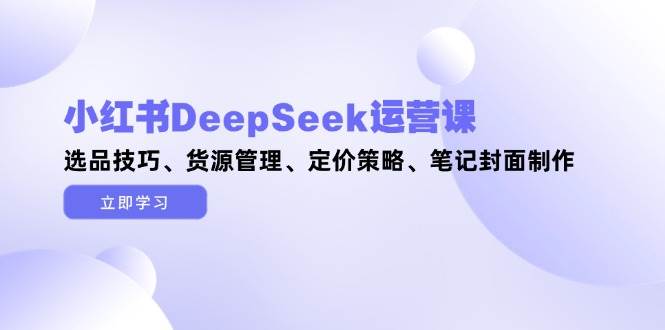 小红书DeepSeek运营课，选品技巧、货源管理、定价策略、笔记封面制作网创-网赚-电商-tk-出海-AI-抖音-快手-小红书-视频号-玩法-创业-小程序-公众号-私域-s粉网创智库