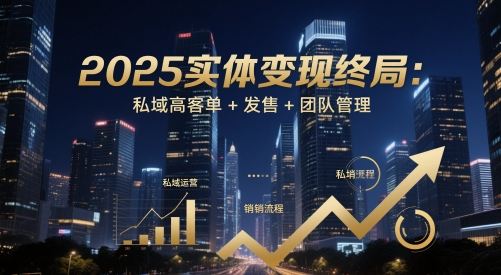 2025实体变现终局：私域高客单+发售+团队管理网创-网赚-电商-tk-出海-AI-抖音-快手-小红书-视频号-玩法-创业-小程序-公众号-私域-s粉网创智库