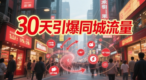 30天引爆同城流量：团购篇 认知篇 流量篇 来客篇 达人篇 老板人设IP篇 投流篇网创-网赚-电商-tk-出海-AI-抖音-快手-小红书-视频号-玩法-创业-小程序-公众号-私域-s粉网创智库