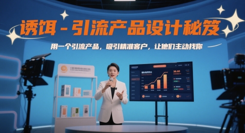 诱饵-引流产品设计秘笈，用一个引流产品，吸引精准客户，让他们主动找你网创-网赚-电商-tk-出海-AI-抖音-快手-小红书-视频号-玩法-创业-小程序-公众号-私域-s粉网创智库
