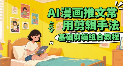 AI漫画推文常用剪辑手法，基础剪辑组合教程网创-网赚-电商-tk-出海-AI-抖音-快手-小红书-视频号-玩法-创业-小程序-公众号-私域-s粉网创智库