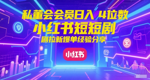 私董会会员日入4位数小红书红果短剧拉新爆单经验分享网创-网赚-电商-tk-出海-AI-抖音-快手-小红书-视频号-玩法-创业-小程序-公众号-私域-s粉网创智库