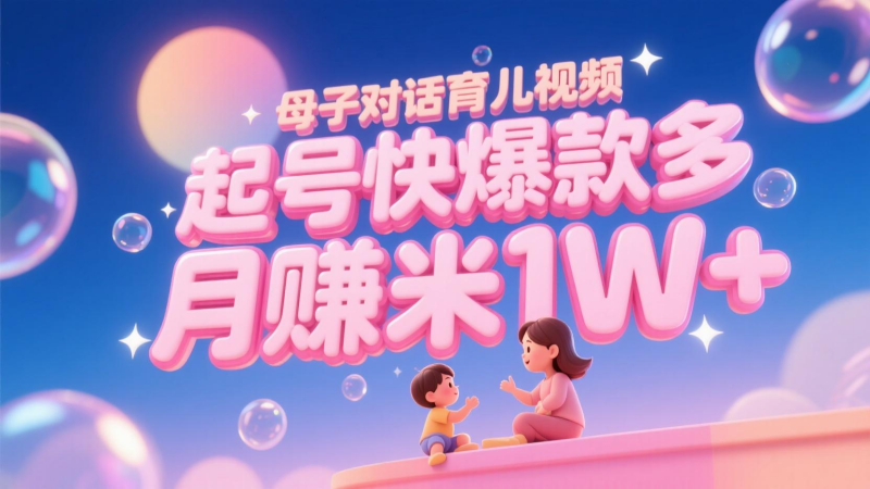 AI生成母子对话育儿类视频，起号快爆款多，小白宝妈轻松学，多渠道变现，月赚米1W+网创-网赚-电商-tk-出海-AI-抖音-快手-小红书-视频号-玩法-创业-小程序-公众号-私域-s粉网创智库