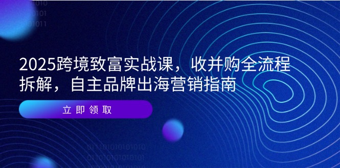 2025跨境致富实战课，收并购全流程拆解，自主品牌出海营销指南网创-网赚-电商-tk-出海-AI-抖音-快手-小红书-视频号-玩法-创业-小程序-公众号-私域-s粉网创智库