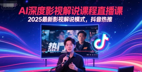 AI深度影视解说课程直播课，2025最新影视解说模式，抖音热推网创-网赚-电商-tk-出海-AI-抖音-快手-小红书-视频号-玩法-创业-小程序-公众号-私域-s粉网创智库