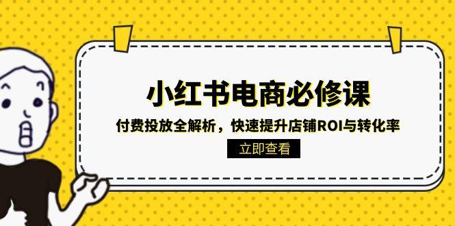 小红书电商必修课：付费投放全解析，快速提升店铺ROI与转化率网创-网赚-电商-tk-出海-AI-抖音-快手-小红书-视频号-玩法-创业-小程序-公众号-私域-s粉网创智库