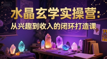 水晶玄学实操营：从兴趣到收入的闭环打造课网创-网赚-电商-tk-出海-AI-抖音-快手-小红书-视频号-玩法-创业-小程序-公众号-私域-s粉网创智库