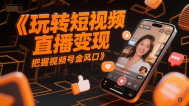 玩转短视频直播变现，把握视频号金风口网创-网赚-电商-tk-出海-AI-抖音-快手-小红书-视频号-玩法-创业-小程序-公众号-私域-s粉网创智库