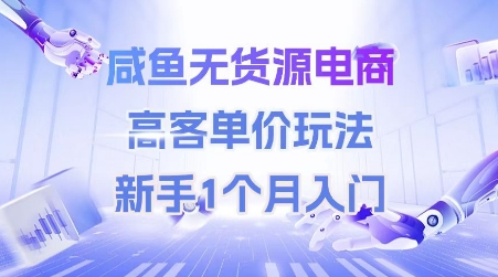 咸鱼无货源电商，高客单价玩法，新手1个月入门网创-网赚-电商-tk-出海-AI-抖音-快手-小红书-视频号-玩法-创业-小程序-公众号-私域-s粉网创智库