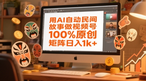 用AI自动民间故事做视频号，100%原创，矩阵日入1k+网创-网赚-电商-tk-出海-AI-抖音-快手-小红书-视频号-玩法-创业-小程序-公众号-私域-s粉网创智库