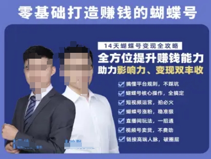 蝴蝶号专栏-视频号运营教程，零基础打造挣钱的蝴蝶号，14天蝴蝶号变现全攻略网创-网赚-电商-tk-出海-AI-抖音-快手-小红书-视频号-玩法-创业-小程序-公众号-私域-s粉网创智库
