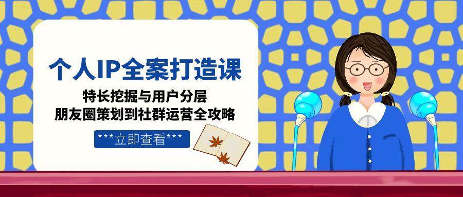 个人IP全案打造课，特长挖掘与用户分层，朋友圈策划到社群运营全攻略 - 网创智库网创-网赚-电商-tk-出海-AI-抖音-快手-小红书-视频号-玩法-创业-小程序-公众号-私域-s粉网创智库