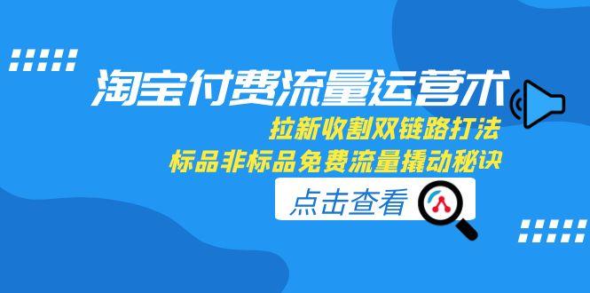 淘宝付费流量运营术，拉新收割双链路打法，标品非标品免费流量撬动秘诀网创-网赚-电商-tk-出海-AI-抖音-快手-小红书-视频号-玩法-创业-小程序-公众号-私域-s粉网创智库