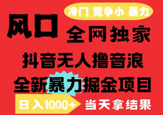 25年6月高爆抖音无人直播最新撸音浪掘金项目，解放双手小白可做，无脑日入1k+，门槛低【揭秘】网创-网赚-电商-tk-出海-AI-抖音-快手-小红书-视频号-玩法-创业-小程序-公众号-私域-s粉网创智库