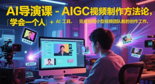AI导演课-AIGC视频制作方法论，学会一个人+AI工具，完成如同小型视频团队般的创作工作，实现导演梦网创-网赚-电商-tk-出海-AI-抖音-快手-小红书-视频号-玩法-创业-小程序-公众号-私域-s粉网创智库