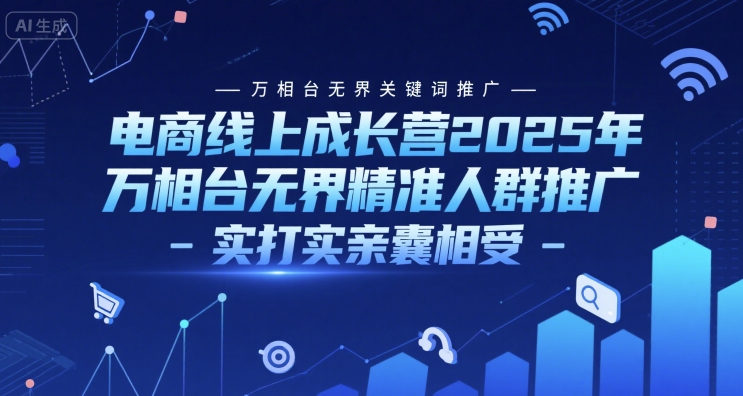 电商线上成长营2025年，万相台无界关键词推广-万相台无界精准人群推广-实打实亲囊相受网创-网赚-电商-tk-出海-AI-抖音-快手-小红书-视频号-玩法-创业-小程序-公众号-私域-s粉网创智库