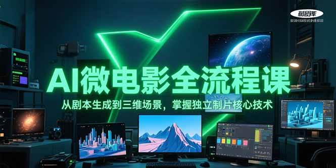 AI微电影全流程课,从剧本生成到三维场景,掌握独立制片核心技术网创-网赚-电商-tk-出海-AI-抖音-快手-小红书-视频号-玩法-创业-小程序-公众号-私域-s粉网创智库