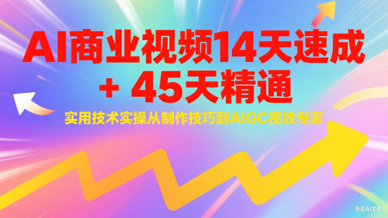 AI商业视频14天速成+45天精通实用技术实操，从制作技巧到AIGC视效专家网创-网赚-电商-tk-出海-AI-抖音-快手-小红书-视频号-玩法-创业-小程序-公众号-私域-s粉网创智库