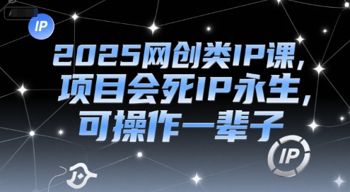 2025网创类IP课,项目会死IP永生,可操作一辈子网创-网赚-电商-tk-出海-AI-抖音-快手-小红书-视频号-玩法-创业-小程序-公众号-私域-s粉网创智库
