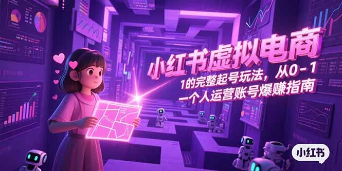 小红书虚拟电商，从0-1的完整起号玩法，一个人运营账号爆赚指南网创-网赚-电商-tk-出海-AI-抖音-快手-小红书-视频号-玩法-创业-小程序-公众号-私域-s粉网创智库