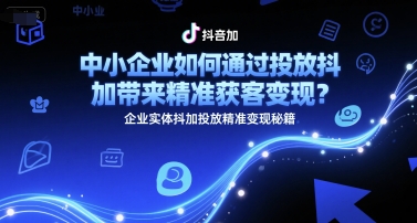 中小企业如何通过投放抖加带来精准获客变现？企业实体抖加投放精准变现秘籍网创-网赚-电商-tk-出海-AI-抖音-快手-小红书-视频号-玩法-创业-小程序-公众号-私域-s粉网创智库