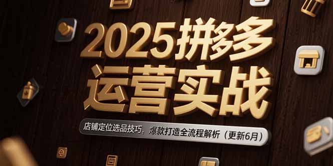 2025拼多多运营实战：店铺定位选品技巧，爆款打造全流程解析(更新6月网创-网赚-电商-tk-出海-AI-抖音-快手-小红书-视频号-玩法-创业-小程序-公众号-私域-s粉网创智库