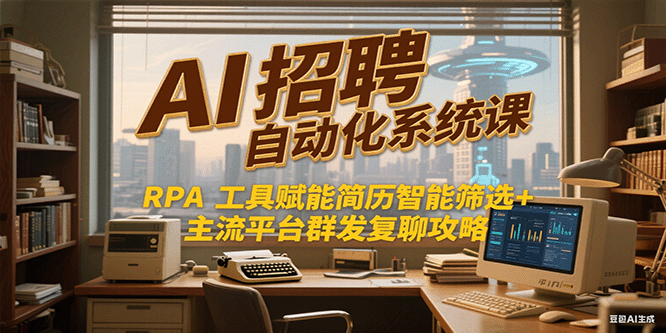 AI招聘自动化系统课，RPA工具赋能简历智能筛选+主流平台群发复聊全攻略网创-网赚-电商-tk-出海-AI-抖音-快手-小红书-视频号-玩法-创业-小程序-公众号-私域-s粉网创智库