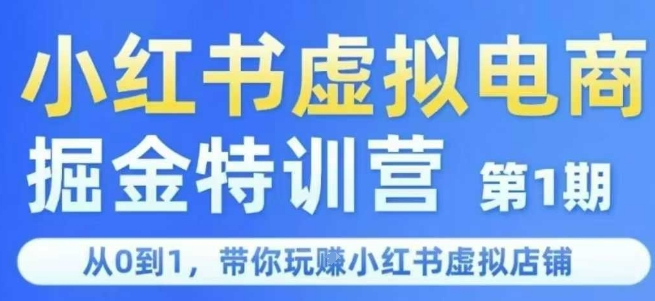 小红书虚拟电商掘金特训营第1期，从0到1，带你玩转小红书虚拟店铺网创-网赚-电商-tk-出海-AI-抖音-快手-小红书-视频号-玩法-创业-小程序-公众号-私域-s粉网创智库