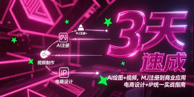 3天速成AI绘图+视频，MJ注册到商业应用，电商设计+IP统一实战指南网创-网赚-电商-tk-出海-AI-抖音-快手-小红书-视频号-玩法-创业-小程序-公众号-私域-s粉网创智库
