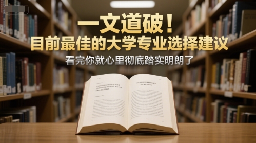付费文章：一文道破！目前最佳的大学专业选择建议，看完你就心里彻底踏实明朗了网创-网赚-电商-tk-出海-AI-抖音-快手-小红书-视频号-玩法-创业-小程序-公众号-私域-s粉网创智库