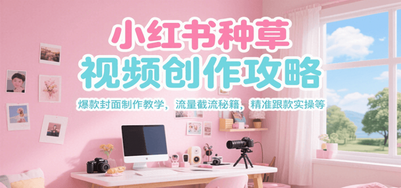 小红书种草视频创作攻略，爆款封面制作教学 ，流量截流秘籍 ，精准跟款实操等网创-网赚-电商-tk-出海-AI-抖音-快手-小红书-视频号-玩法-创业-小程序-公众号-私域-s粉网创智库