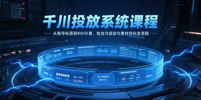 千川投放系统课程，从账号标签到ROI计算，包含冷启动与素材优化全流程网创-网赚-电商-tk-出海-AI-抖音-快手-小红书-视频号-玩法-创业-小程序-公众号-私域-s粉网创智库