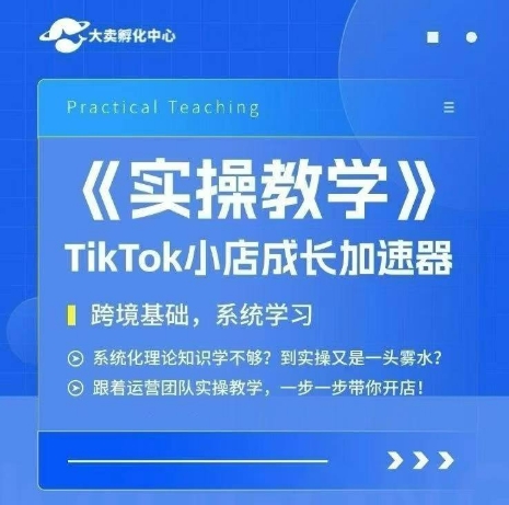 大卖家孵化中心TikTok实操课，TikTok小店成长加速器，跨境基础系统学习，一步一步带你开店网创-网赚-电商-tk-出海-AI-抖音-快手-小红书-视频号-玩法-创业-小程序-公众号-私域-s粉网创智库