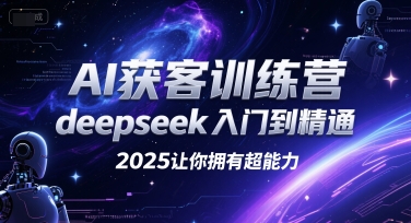 AI获客训练营，deepseek入门到精通，2025让你拥有超能力网创-网赚-电商-tk-出海-AI-抖音-快手-小红书-视频号-玩法-创业-小程序-公众号-私域-s粉网创智库